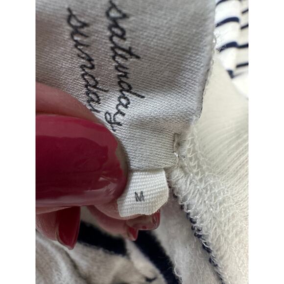 Saturday Sunday Navy Stripe Drawstring Midi Skirt with Pockets M Nautical Resort - Picture 7 of 8